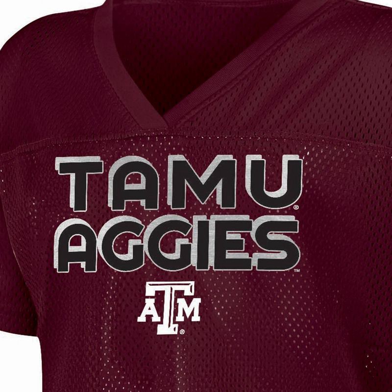 slide 3 of 3, NCAA Texas A&M Aggies Girls' White Jersey - M: Polyester V Neck Pullover Shirt, 1 ct