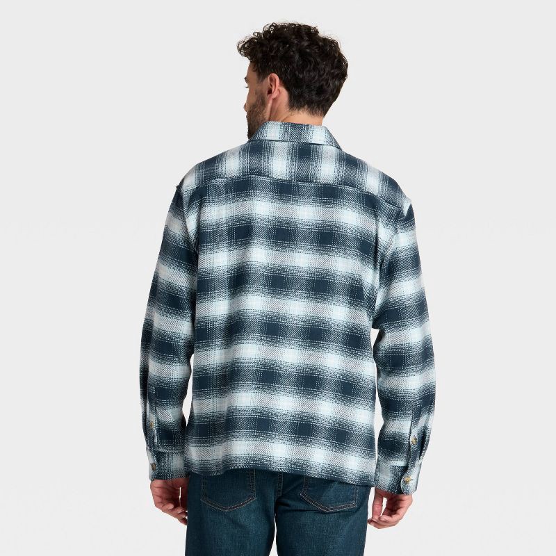 slide 2 of 3, Men's Vintage Heavy Weight Flannel Long Sleeve Shirt - Goodfellow & Co™ Blue Plaid XXL, 1 ct