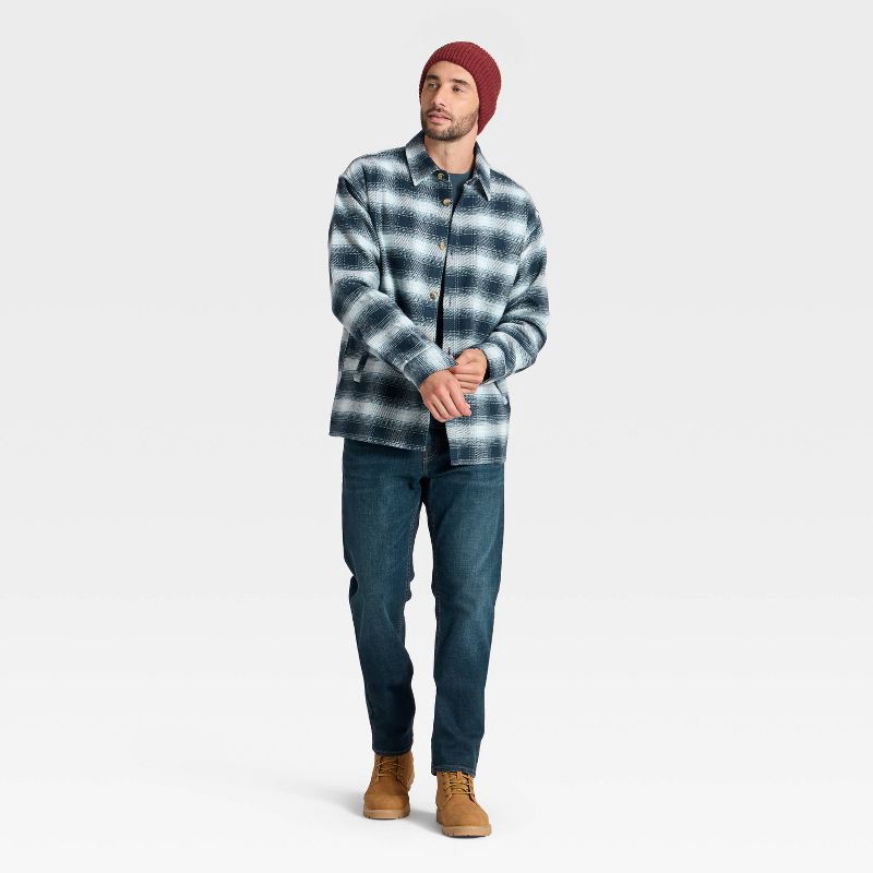 slide 3 of 3, Men's Vintage Heavy Weight Flannel Long Sleeve Shirt - Goodfellow & Co™ Blue Plaid XXL, 1 ct