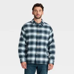 Men's Vintage Heavy Weight Flannel Long Sleeve Shirt - Goodfellow & Co™ Blue Plaid XXL