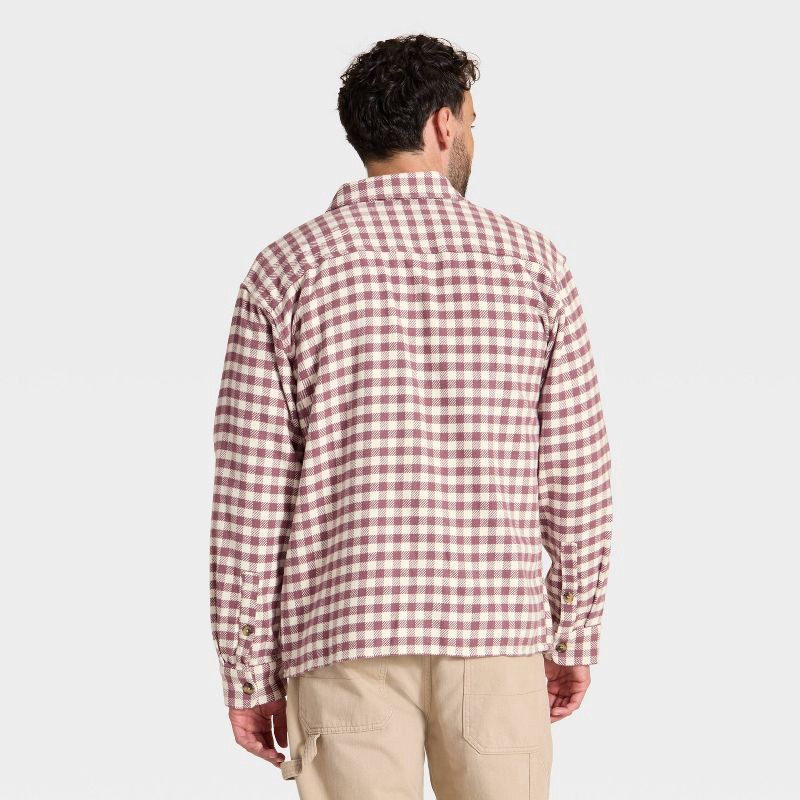 slide 2 of 3, Men's Vintage Heavy Weight Flannel Long Sleeve Shirt - Goodfellow & Co™ Maroon Plaid XL, 1 ct