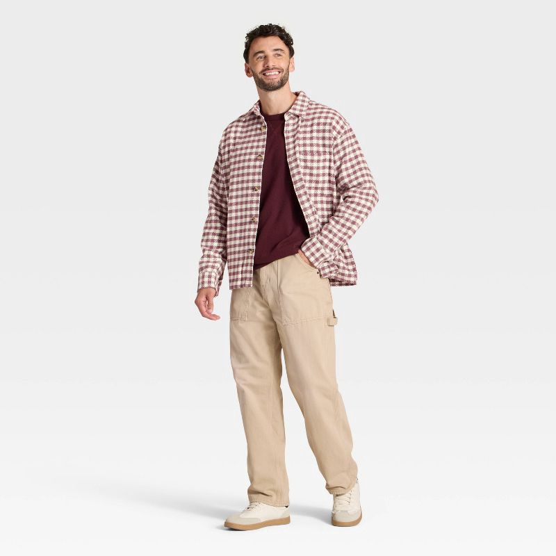 slide 3 of 3, Men's Vintage Heavy Weight Flannel Long Sleeve Shirt - Goodfellow & Co™ Maroon Plaid XL, 1 ct