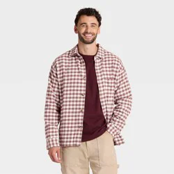 Men's Vintage Heavy Weight Flannel Long Sleeve Shirt - Goodfellow & Co™ Maroon Plaid XL