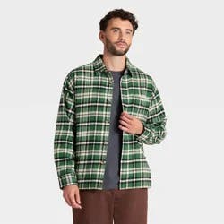 Men's Vintage Heavy Weight Flannel Long Sleeve Shirt - Goodfellow & Co™ Green Plaid M
