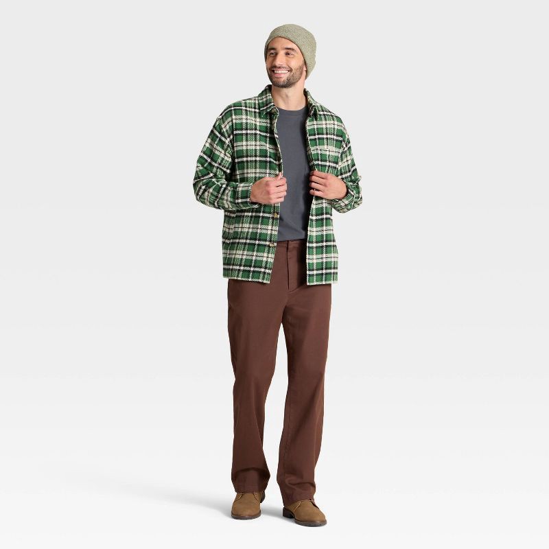 slide 3 of 3, Men's Vintage Heavy Weight Flannel Long Sleeve Shirt - Goodfellow & Co™ Green Plaid L, 1 ct