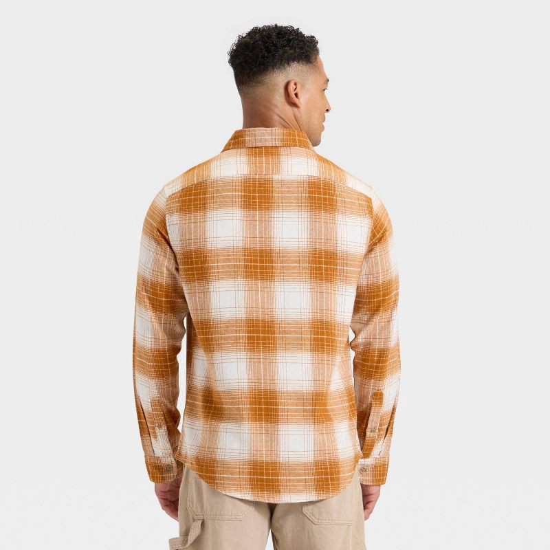 slide 2 of 3, Men's Vintage Mid-Weight Long Sleeve Flannel Shirt - Goodfellow & Co™ Off-White XL, 1 ct