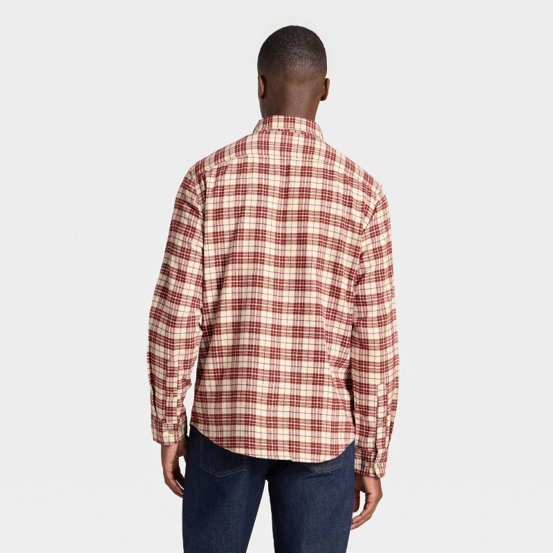 slide 2 of 3, Men's Vintage Mid-Weight Long Sleeve Flannel Shirt - Goodfellow & Co™ Red Wave Plaid S, 1 ct