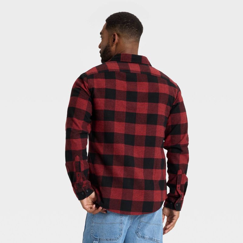 slide 2 of 3, Men's Vintage Mid-Weight Long Sleeve Flannel Shirt - Goodfellow & Co™ Red Check XXL, 1 ct