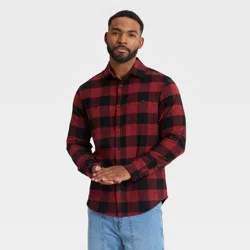 Men's Vintage Mid-Weight Long Sleeve Flannel Shirt - Goodfellow & Co™ Red Check XXL