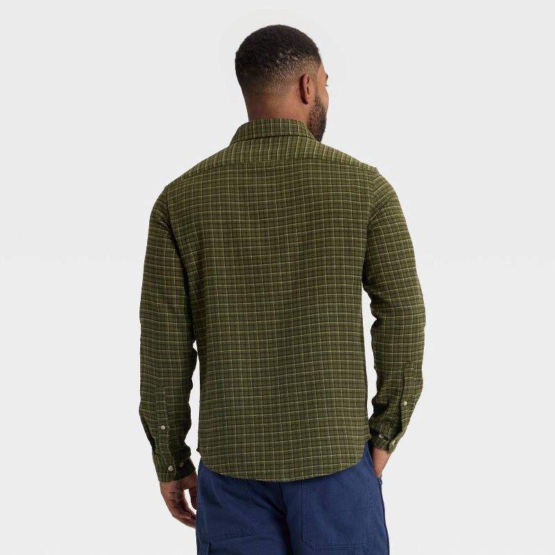 slide 2 of 3, Men's Vintage Mid-Weight Long Sleeve Flannel Shirt - Goodfellow & Co™ Green Plaid L, 1 ct