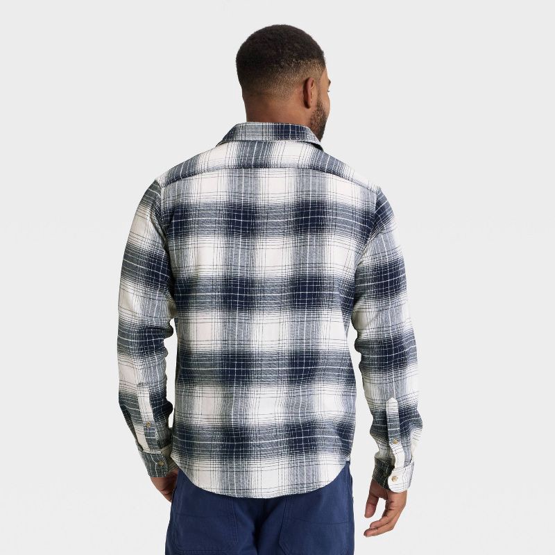 slide 2 of 3, Men's Vintage Mid-Weight Long Sleeve Flannel Shirt - Goodfellow & Co™ Blue Plaid S, 1 ct