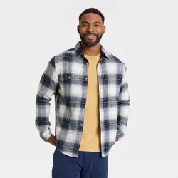 Men's Vintage Mid-Weight Long Sleeve Flannel Shirt - Goodfellow & Co™ Blue Plaid M