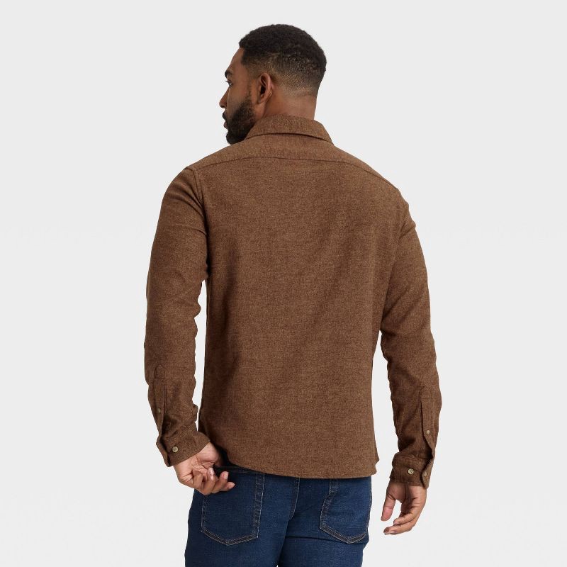 slide 2 of 3, Men's Vintage Mid-Weight Long Sleeve Flannel Shirt - Goodfellow & Co™ Brown L, 1 ct