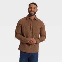 Men's Vintage Mid-Weight Long Sleeve Flannel Shirt - Goodfellow & Co™ Brown L