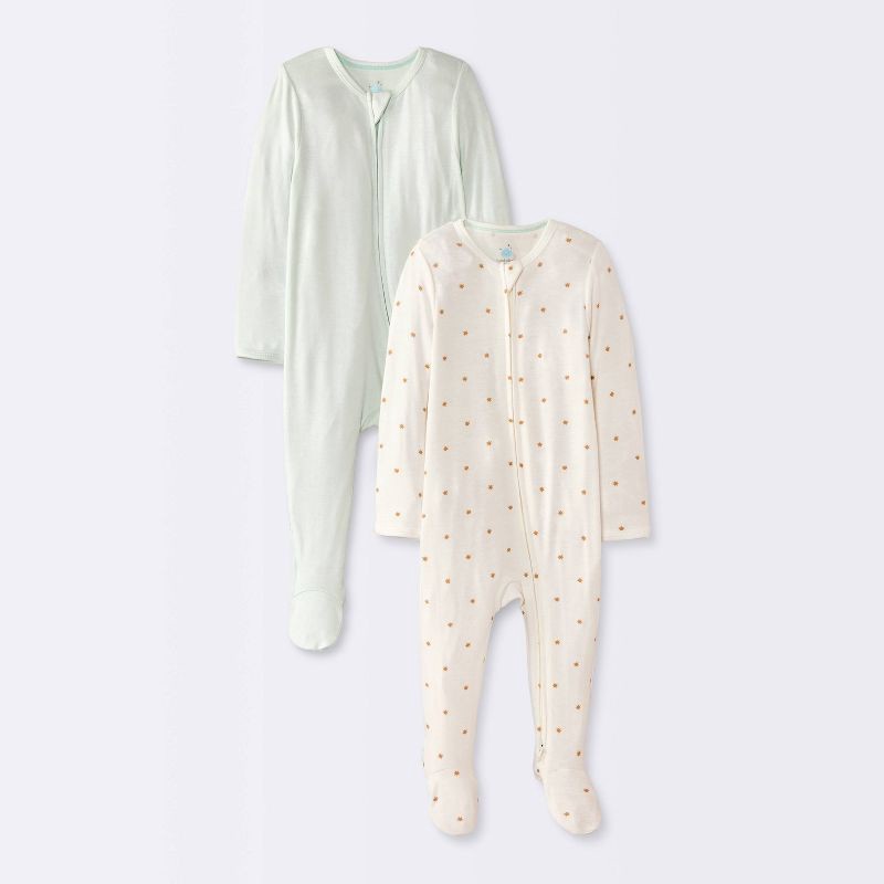 slide 1 of 4, Baby 2pk Stars Soft Blend Sleep N' Play - Cloud Island™ Green Newborn, 2 ct