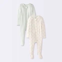 Baby 2pk Stars Soft Blend Sleep N' Play - Cloud Island™ Green Newborn