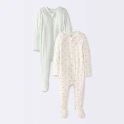 Baby 2pk Stars Soft Blend Sleep N' Play - Cloud Island™ Green Newborn
