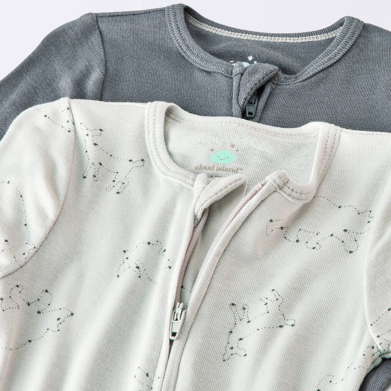 slide 3 of 4, Baby Boys' 2pk Celestial Soft Blend Sleep N' Play - Cloud Island™ Gray 0-3M, 2 ct