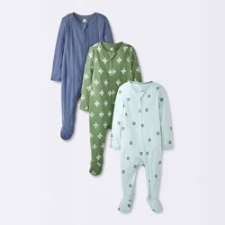 Baby Boys' 3pk Bears Sleep N' Play - Cloud Island™ Blue/Green Newborn