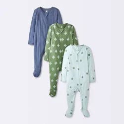 Baby Boys' 3pk Bears Sleep N' Play - Cloud Island™ Blue/Green Newborn