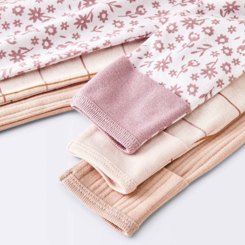 slide 4 of 4, Baby Girls' 3pk Floral Sleep N' Play - Cloud Island™ Peach 6-9M, 3 ct
