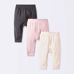 Baby Girls' 3pk Cotton Jogger Pants - Cloud Island™ Pink 6-9M