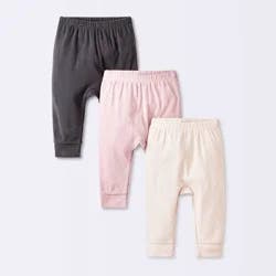 Baby Girls' 3pk Cotton Jogger Pants - Cloud Island™ Pink 6-9M