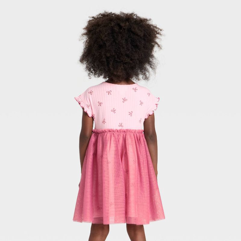 slide 2 of 3, Toddler Girls' Short Sleeve Ribbed Tulle Dress - Cat & Jack™ Pink 5T, 1 ct