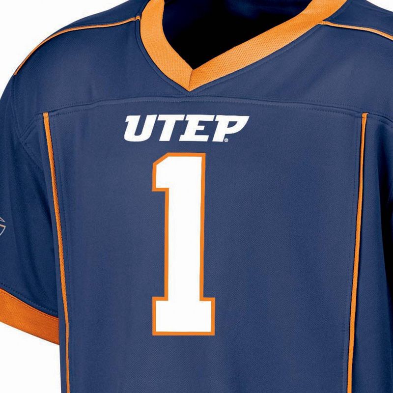 slide 3 of 3, NCAA UTEP Miners Boys' Jersey - M: Pullover, V Neck, Short Sleeve, 1 ct