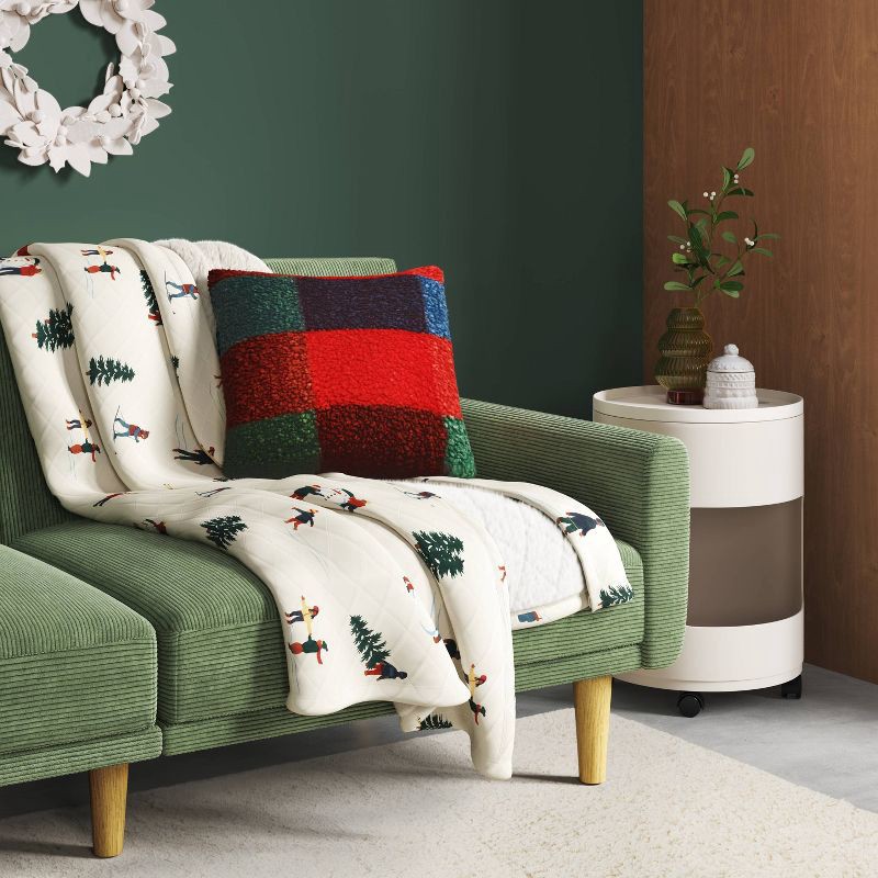 slide 2 of 5, Winter Fun Quilted Jersey Throw Blanket with Faux Shearling Reverse Ivory - Room Essentials™, 1 ct