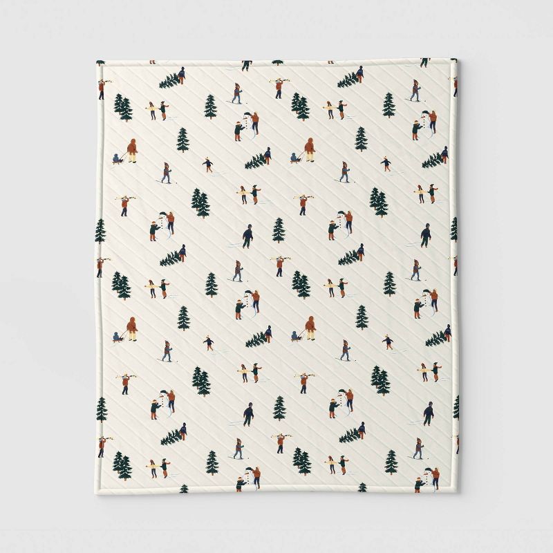 slide 3 of 5, Winter Fun Quilted Jersey Throw Blanket with Faux Shearling Reverse Ivory - Room Essentials™, 1 ct