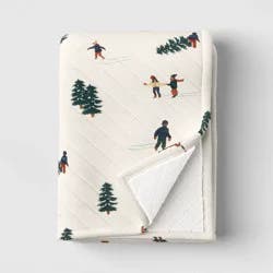 Winter Fun Quilted Jersey Throw Blanket with Faux Shearling Reverse Ivory - Room Essentials™