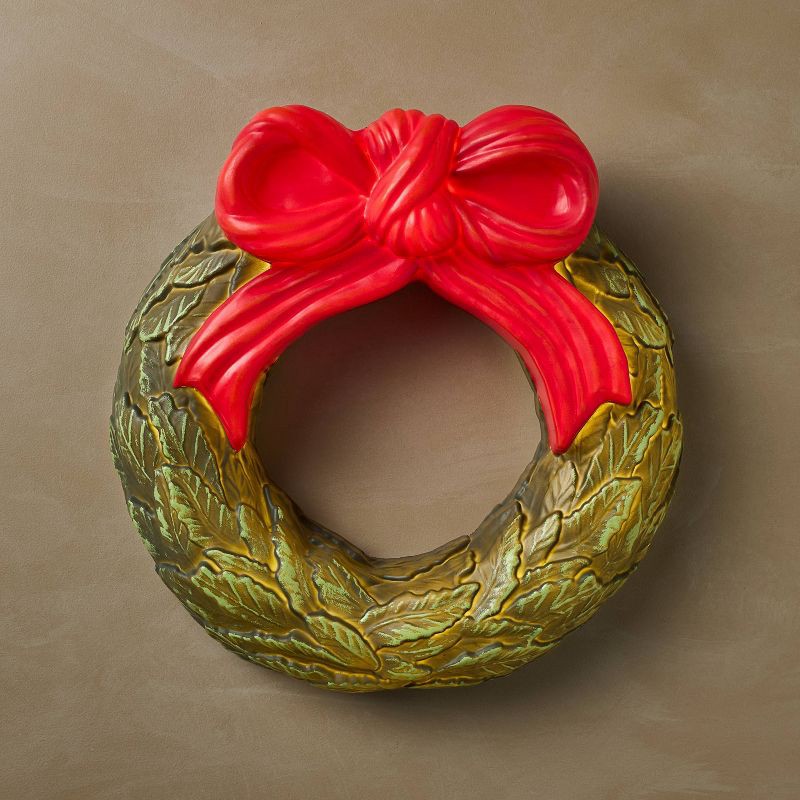 slide 1 of 5, John Derian for Target 16" Wreath with Bow Lit Blow Mold, 1 ct