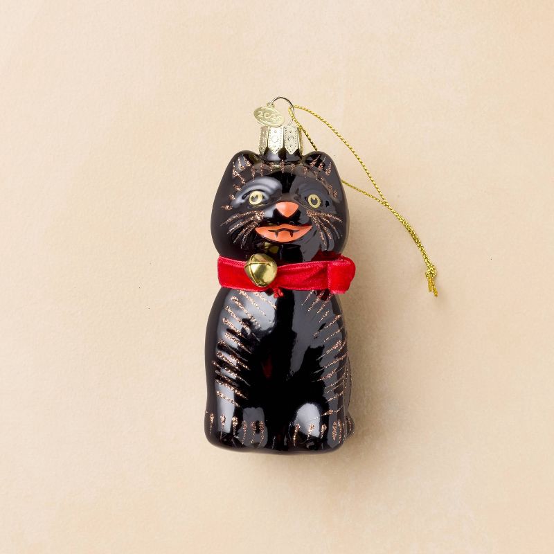 slide 1 of 4, John Derian for Target Glass Halloween Cat Ornament, 1 ct