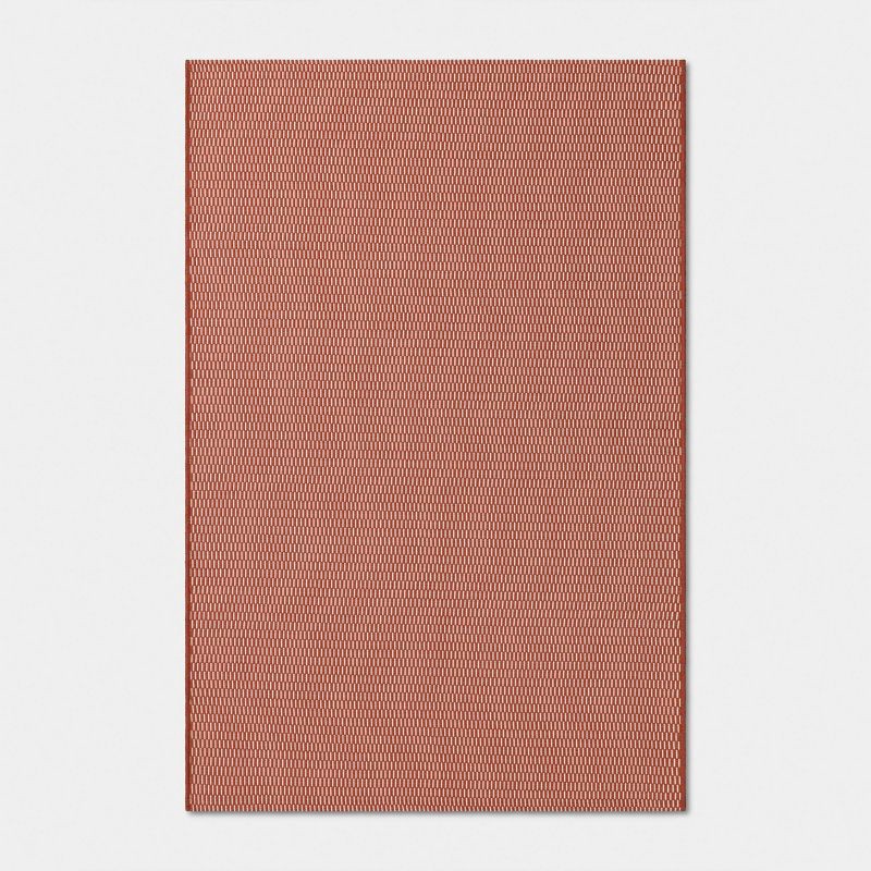 slide 1 of 4, 4'x6' Micro Dash Rectangular Woven Outdoor Area Rug Heathered Red - Room Essentials™, 1 ct