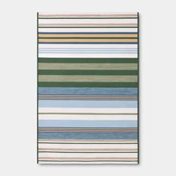 4'x6' Striped Rectangular Woven Outdoor Area Rug Blue - Room Essentials™