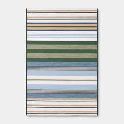 4'x6' Striped Rectangular Woven Outdoor Area Rug Blue - Room Essentials™