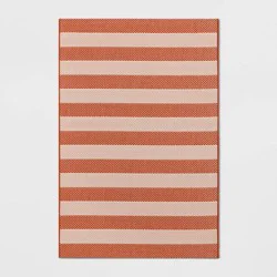 4'x6' Wide Stripe Rectangular Woven Outdoor Area Rug Red - Room Essentials™