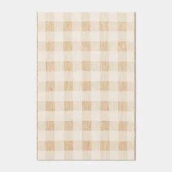 4'x6' Gingham Check Rectangular Woven Outdoor Area Rugs Tan - Room Essentials™