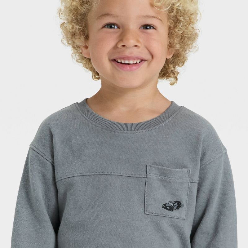 slide 2 of 4, Toddler Boys' Washed French Terry Sweatshirt - Cat & Jack™ Gray 5T, 1 ct