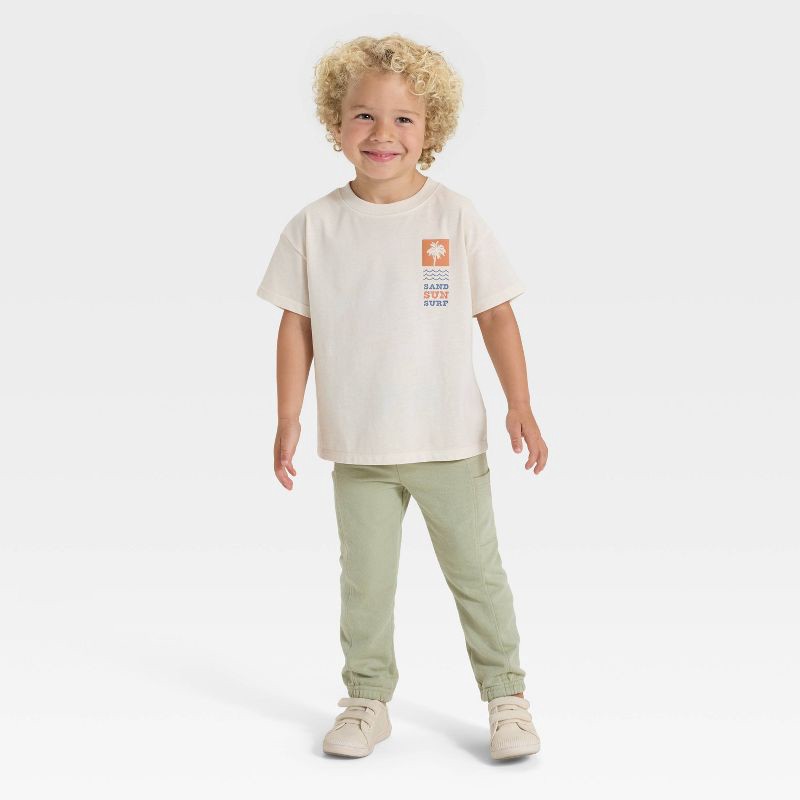 slide 4 of 4, Toddler Boys' Washed French Terry Jogger Pants - Cat & Jack™ Olive Green 12M, 1 ct