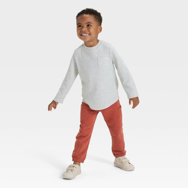 slide 3 of 3, Toddler Boys' Washed French Terry Jogger Pants - Cat & Jack™ Copper Rust 5T, 1 ct