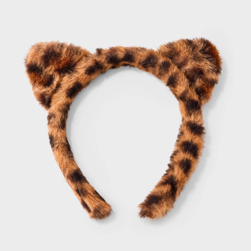 slide 2 of 3, Girls' Leopard Printed Faux Fur Headband - Cat & Jack™, 1 ct