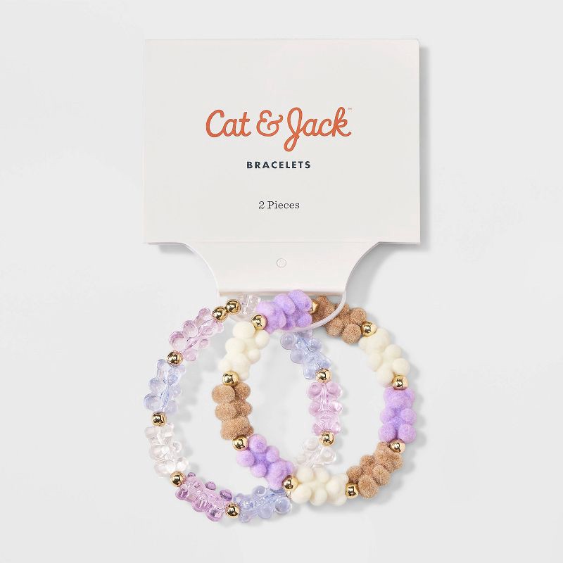 slide 2 of 3, Girls' 2pk Stretch Bear Bracelet Set - Cat & Jack™, 2 ct