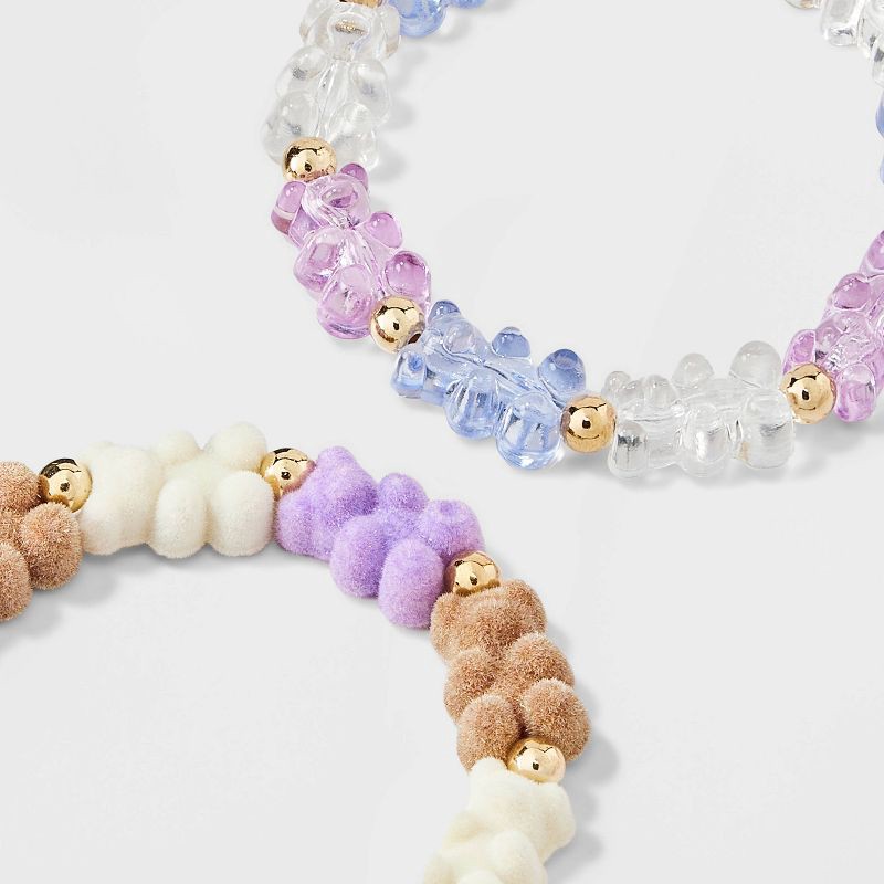 slide 3 of 3, Girls' 2pk Stretch Bear Bracelet Set - Cat & Jack™, 2 ct