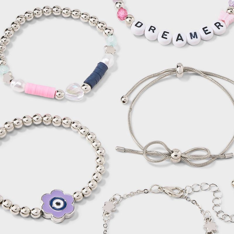 slide 3 of 3, Girls' 5pk Flower Bracelet Set - Cat & Jack™, 5 ct