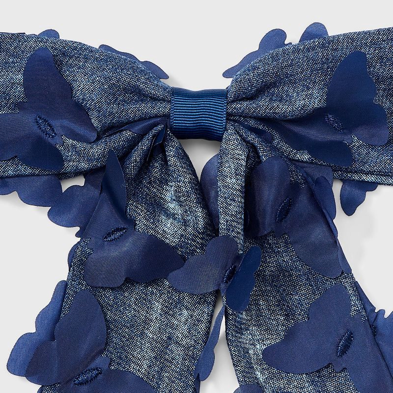 slide 3 of 3, Girls' 3D Butterfly Bow Hair Clip - Cat & Jack™ Navy Blue, 1 ct
