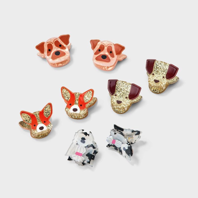 slide 1 of 3, Girls' 8pk Mini Puppy Claw Clip Set - Cat & Jack™, 8 ct