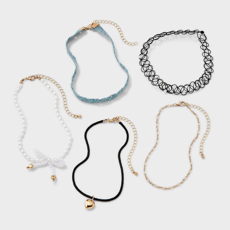 slide 2 of 3, Girls' 5pk Choker Necklace Set - art class™, 5 ct