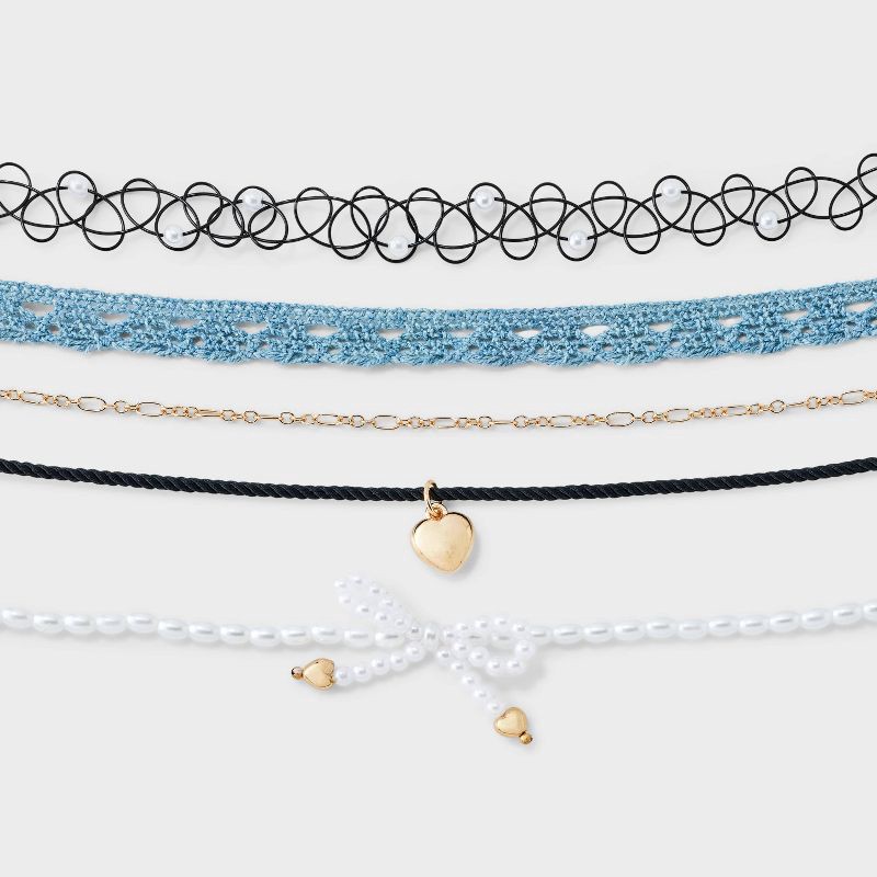 slide 1 of 3, Girls' 5pk Choker Necklace Set - art class™, 5 ct